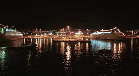 Port of Iraklion at night.