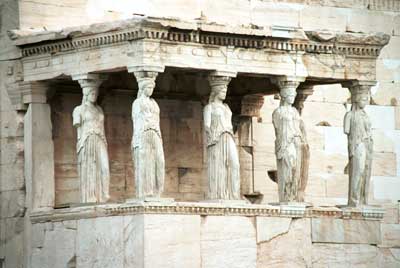 The Porch of Caryatids, columns of the Temple of Athena.