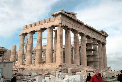 Parthenon from the side that's being worked on.