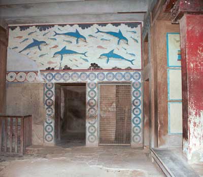 The Queen's Room with the famous dolphin frescos. 