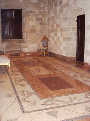 One of the many rooms with mosaic floors.