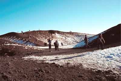 All of us tourists walking up to the vent in the cold and wind!