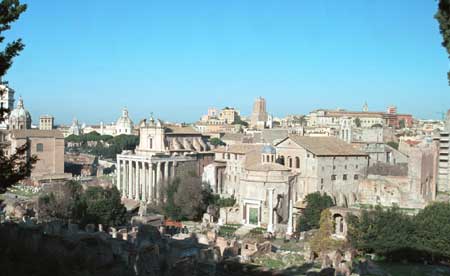 Overlooking the Forum Romano from the top of Palatine Hill.