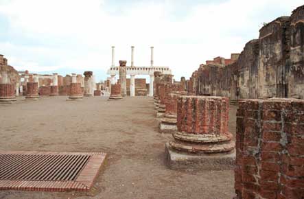 The large courtyard of a temple.