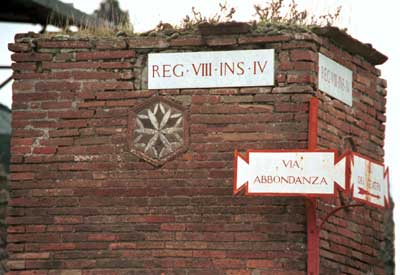 A streetcorner with a geometric design.