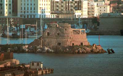 Ruins of a Roman fort in the inner harbor.