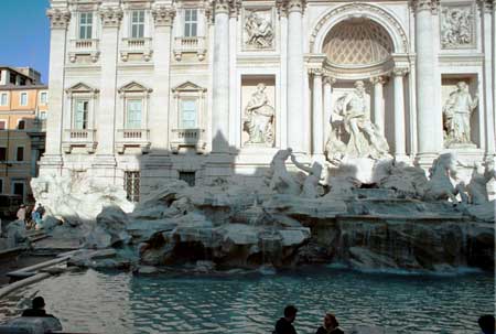 The Trevi Fountain is jammed in a square - and the lighting was bad.