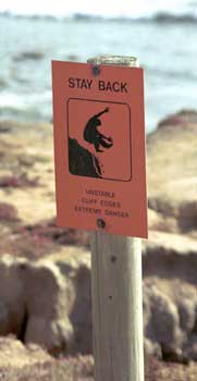 Warning at the tidal pool.