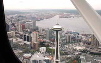 Space Needle from a floatplane