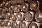 Closeup of kegs